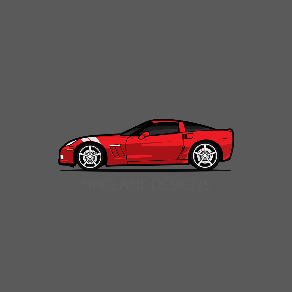 1005x1005 Red Corvette Grand Sport Vector Art