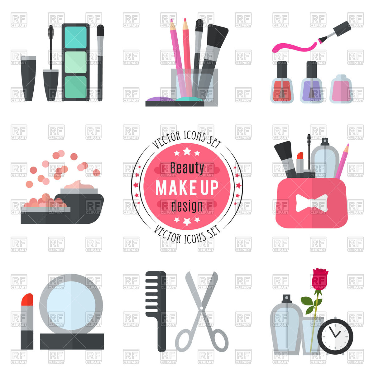 1200x1200 Make Up Flat Style Icons Vector Image Of Beauty, Fashion Kannaa