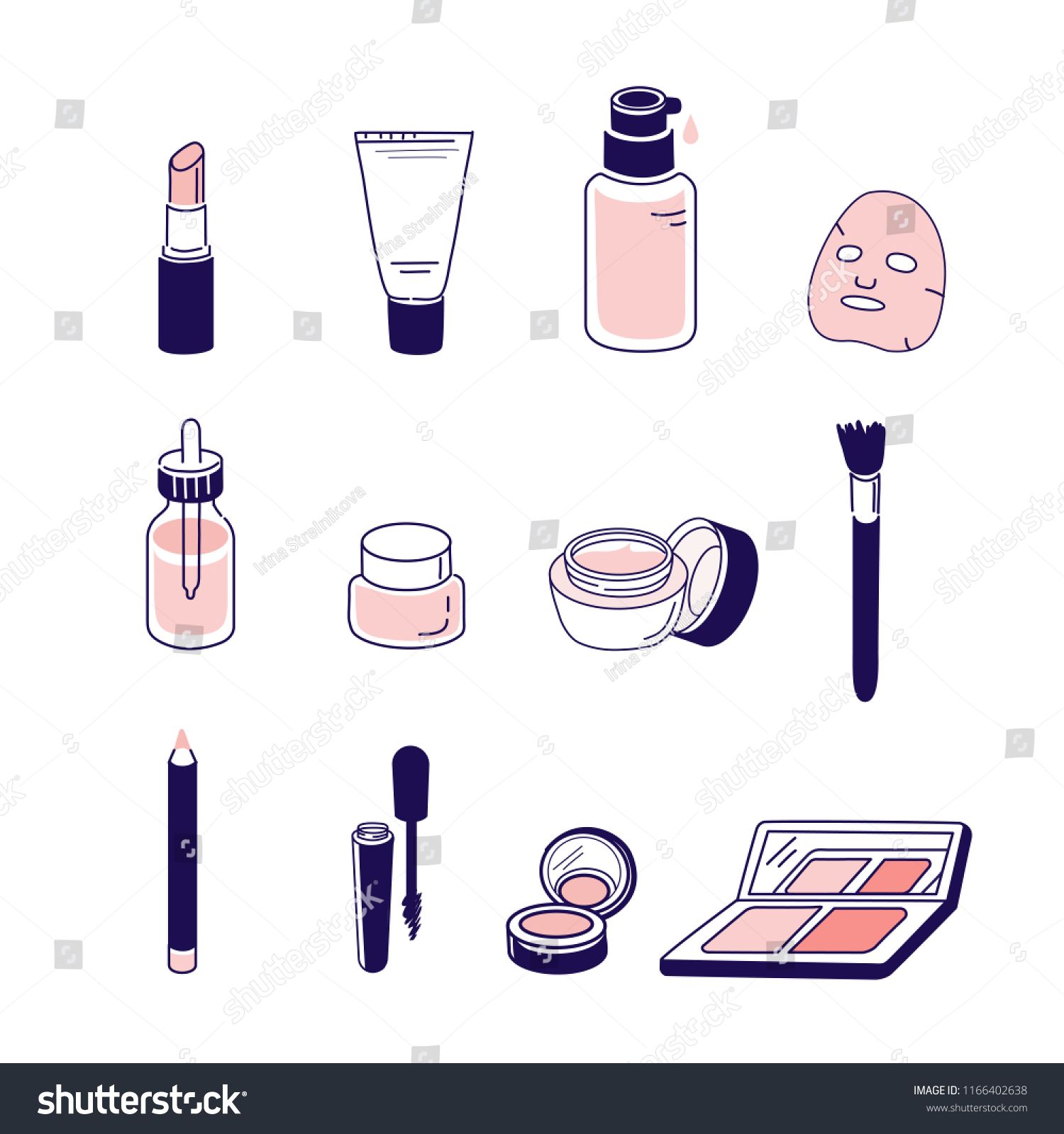 1500x1600 Beauty Cosmetic Icons For Make Up And Skin Care Vector