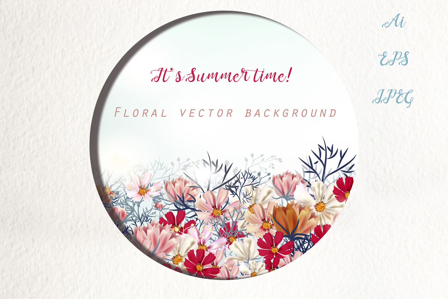 1500x1000 Cosmos Meadow, Vector Illustration Graphic