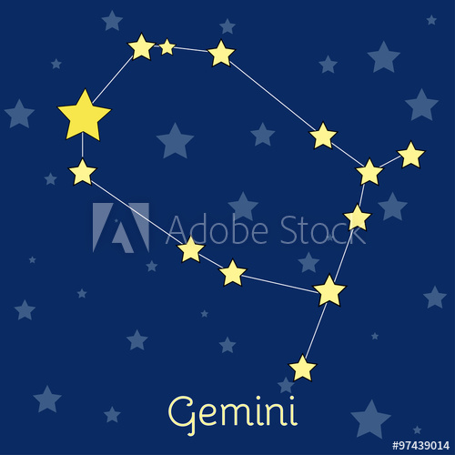 500x500 Gemini Air Zodiac Constellation With Stars In Cosmos Vector Image