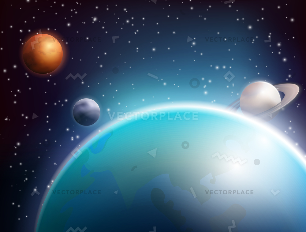 1000x758 Colored Realistic Space Background Planets Infinite Vector