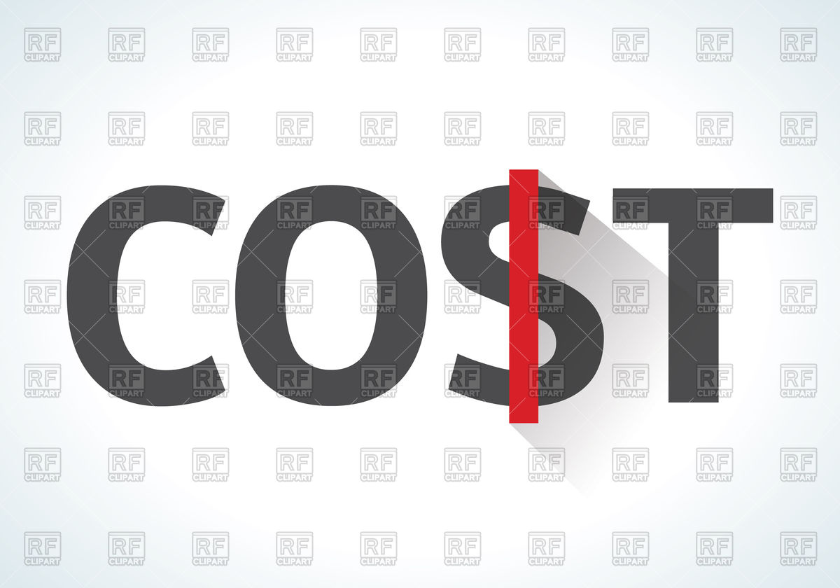 1200x840 Word Cost With Red Dollar Sign Vector Image Of Fonts Type