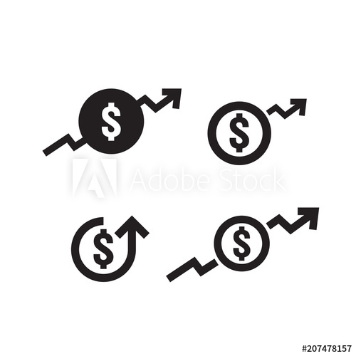 500x500 Dollar Increase Icon Set Money Symbol With Arrow Stretching