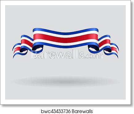 435x370 Costa Rican Wavy Flag Vector Illustration, Art Print Barewalls