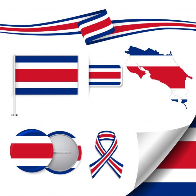 626x626 Stationery Elements Collection With The Flag Of Costa Rica Design