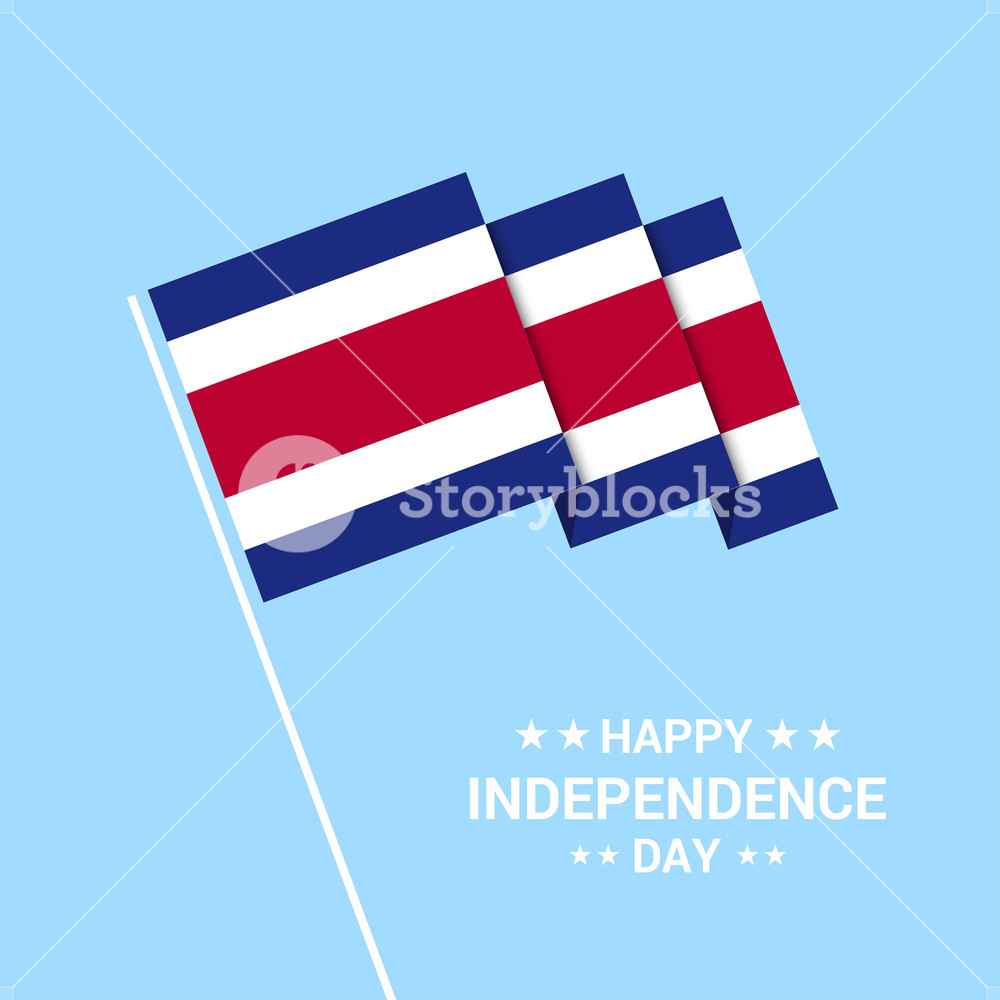 1000x1000 Costa Rica Independence Day Typographic Design With Flag Vector