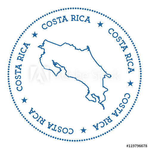 500x500 Costa Rica Vector Map Sticker Hipster And Retro Style Badge