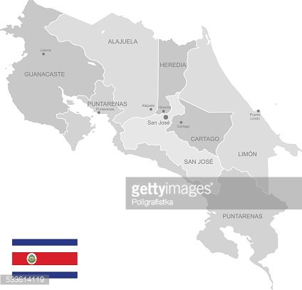 424x407 Detailed Vector Map Of Costa Rica Premium Clipart