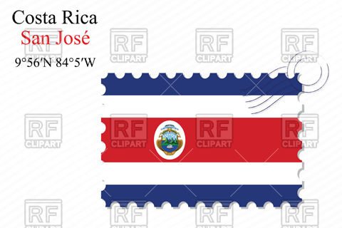 480x320 Postage Stamp With Flag Of Costa Rica Vector Image Of Signs