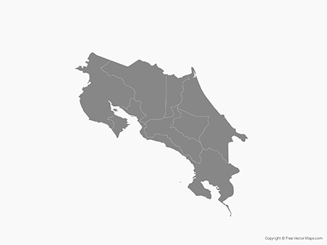460x345 Vector Map Of Costa Rica With Provinces