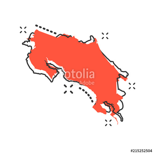 500x500 Vector Cartoon Costa Rica Map Icon In Comic Style Costa Rica Sign