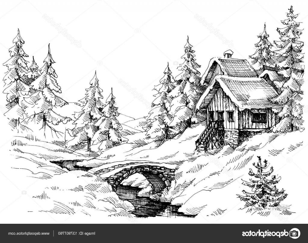 1024x808 Best Cabin In The Woods Illustration Vector Drawing Free Vector
