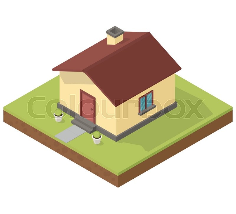 800x727 Isometric Building Tiny House Icon Stock Vector Colourbox