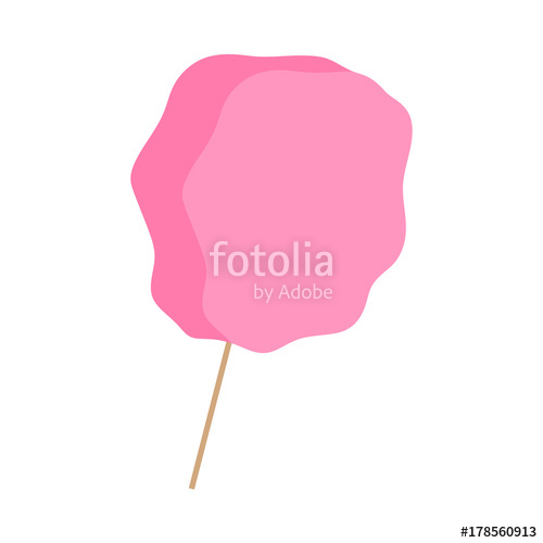 500x500 Cotton Candy Vector Illustration Graphic, Isolated Candy Floss