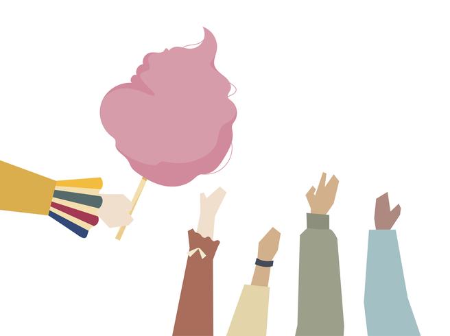 656x490 Illustration Of Hands With Cotton Candy Vector