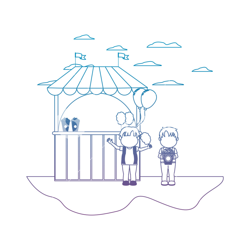 1000x1000 Degraded Line Children With Carnival Shop And Popcorn With Cotton