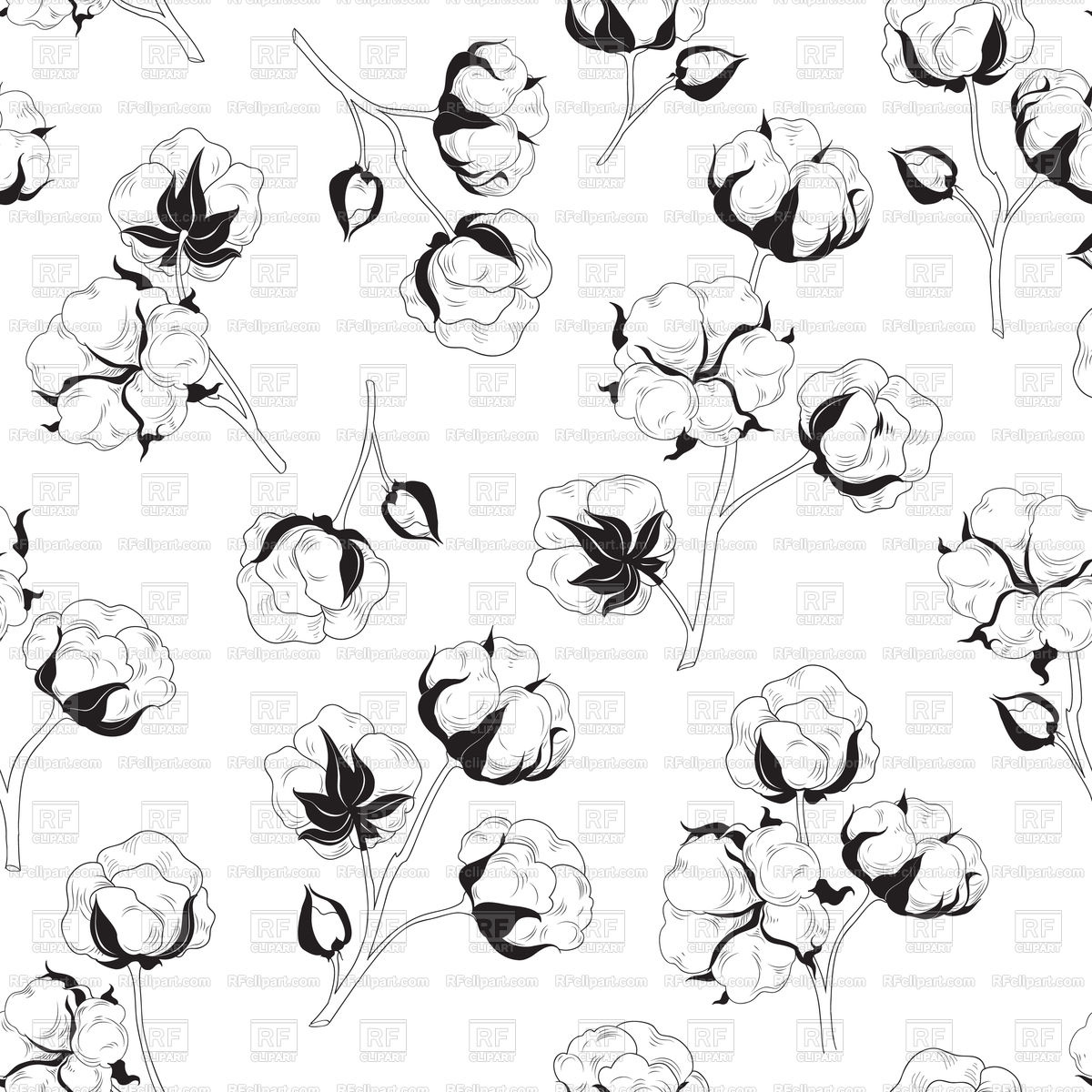 1200x1200 Floral Seamless Pattern With Flower Cotton Vector Image