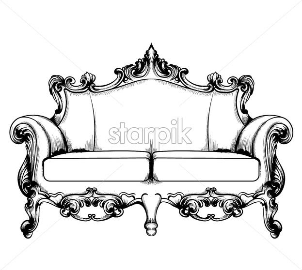 623x558 Royal Couch Vector Baroque Classic Imperial Ornaments Decor