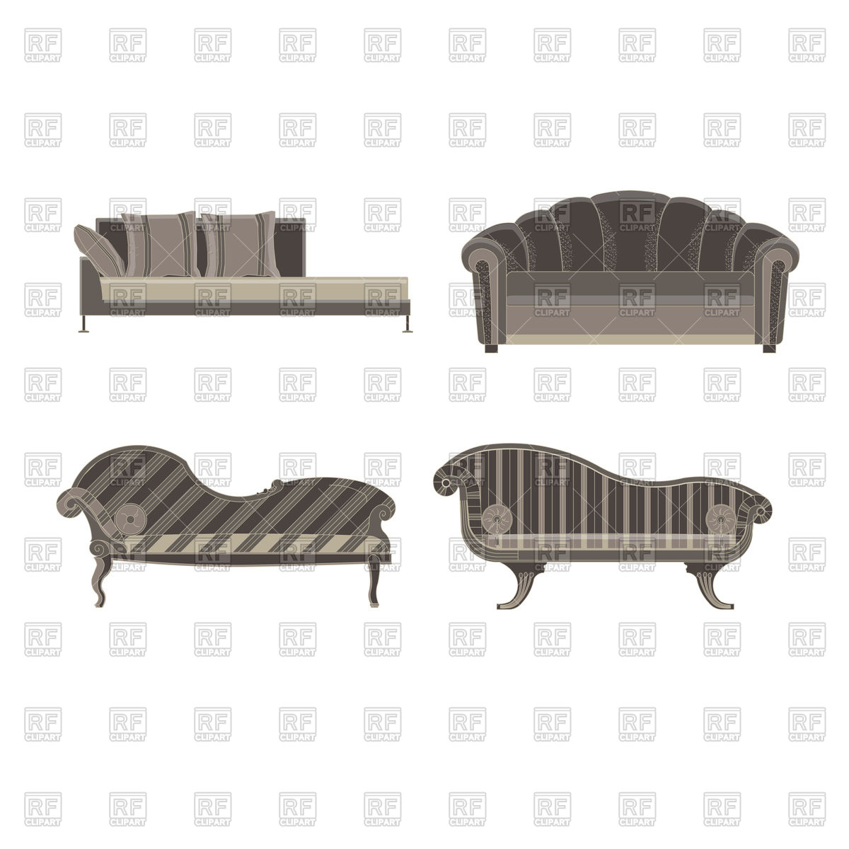 1200x1200 Set Of Sofa Furniture Icons, Couch Vector Image Of Objects