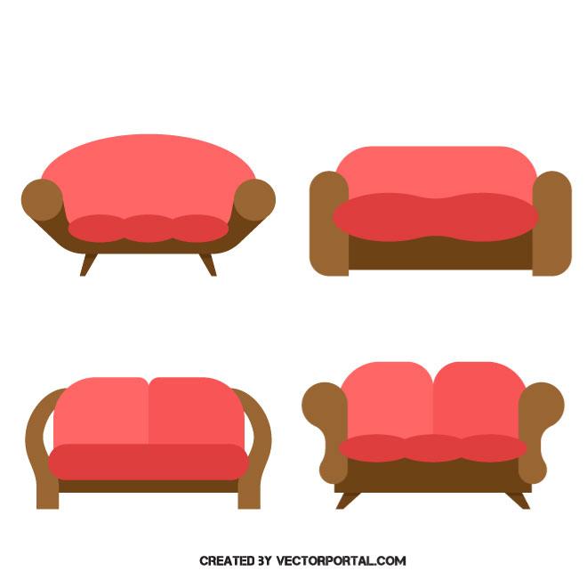 660x660 Vintage Couches Vector Clip Art