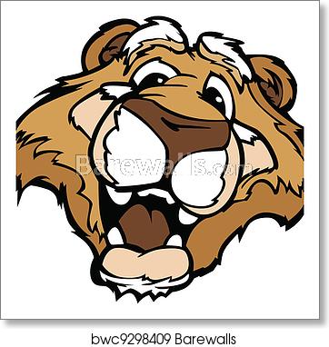 Smiling Cartoon Mountain Lion Or Cougar Mascot Vector Graphic, Art 362x382 Smiling Cartoon Mountain Lion Or Cougar Mascot Vector Graphic, Art