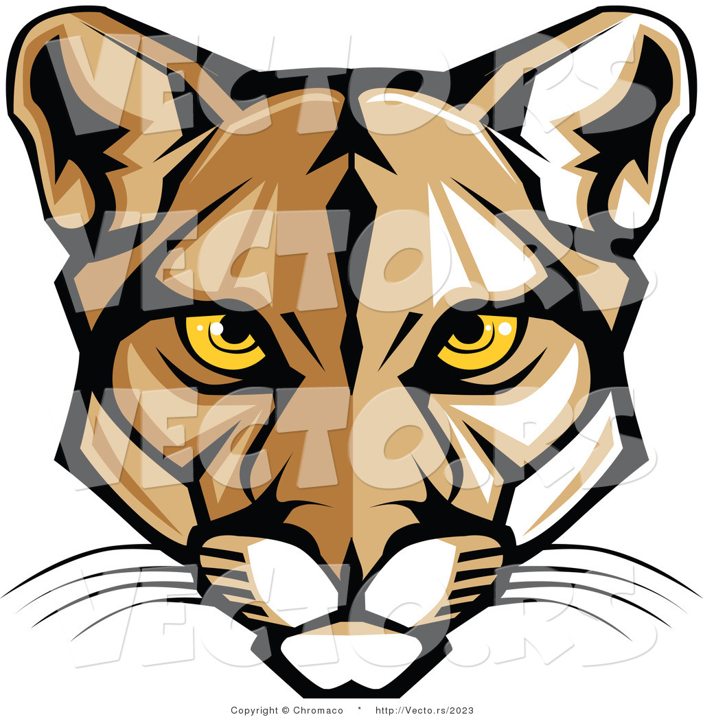 Vector Of A Cartoon Cougar Face With Yellow Eyes 1024x1044 Vector Of A Cartoon Cougar Face With Yellow Eyes