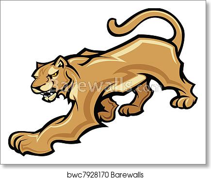 435x370 Cougar Mascot Body Vector Graphic, Art Print Barewalls Posters