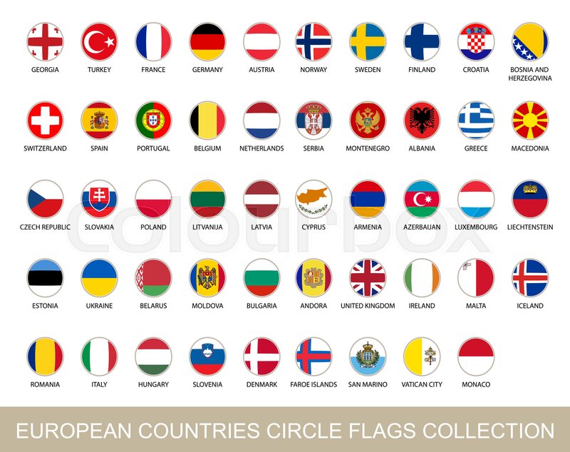 800x634 European Countries Circle Flags Stock Vector Colourbox