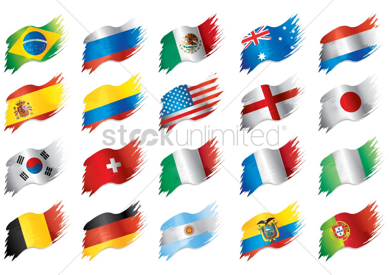 1300x919 Collection Of Country Flags Vector Image
