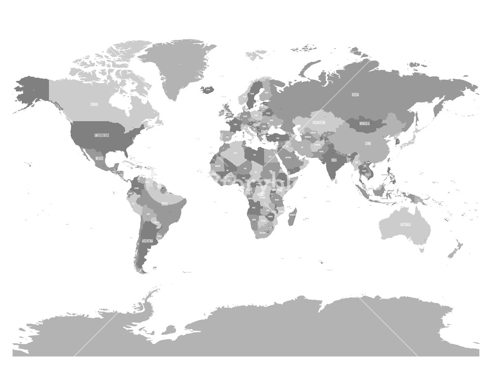 1000x750 Political Map Of World With Country Names And Capital Cities Grey