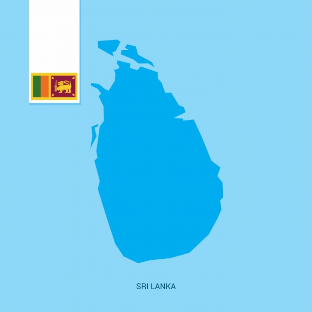 640x640 Sri Lanka Country Map With Flag Over Blue Background, Asia