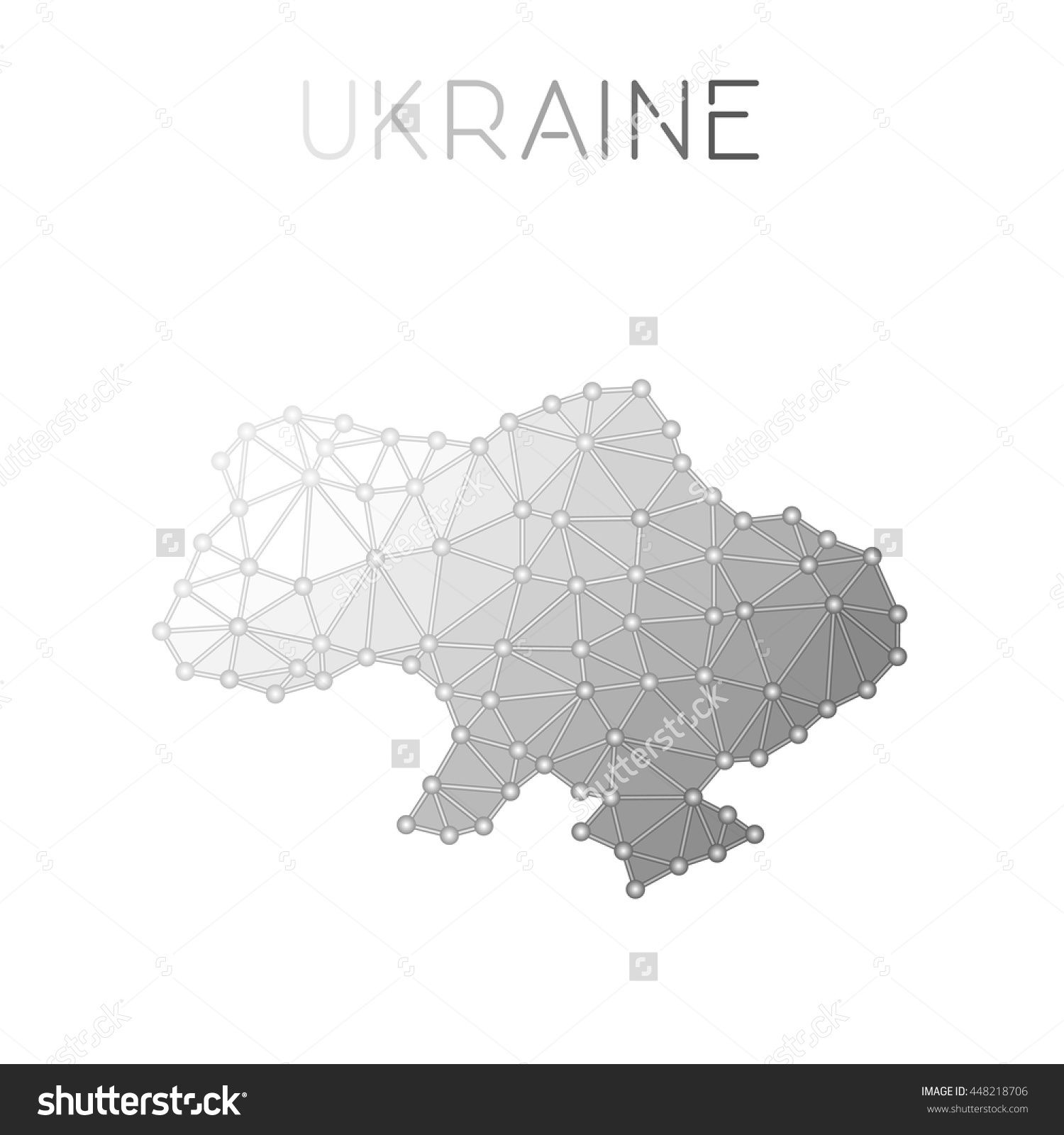 1500x1600 Ukraine Polygonal Vector Map Molecular Structure Country Map