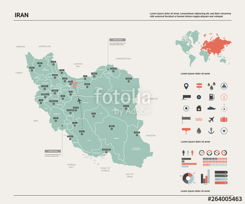 500x417 Vector Map Of Iran High Detailed Country Map With Division