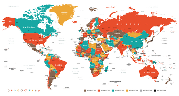 600x322 World Country Location Map Vector Free Download