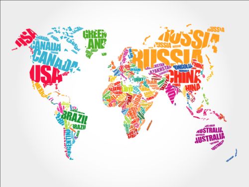 500x375 Country Text With World Map Vector Free Download
