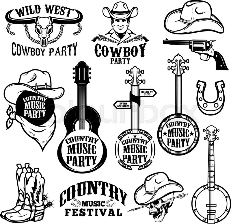 800x775 Set Of Country Music Festival Emblems Stock Vector Colourbox