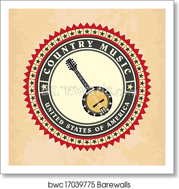 362x382 Vintage Label Country Music Vector, Art Print Barewalls Posters
