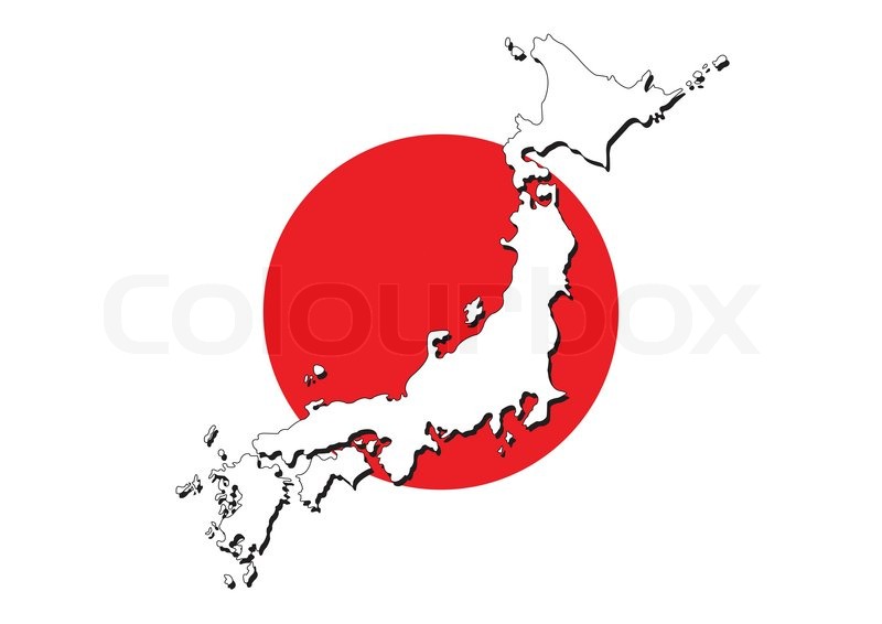 800x566 Japan Flag On Map Of Country Vector Stock Vector Colourbox