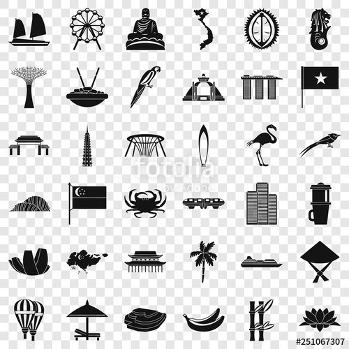 500x500 Asian Country Icons Set Simple Style Of Asian Country Vector