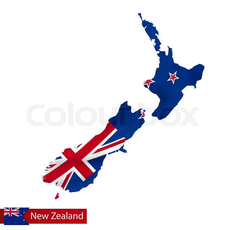800x800 New Zealand Map With Waving Flag Of Stock Vector Colourbox
