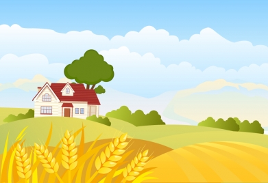 391x268 Countryside Scenery Vector Illustration Vectors Stock For Free