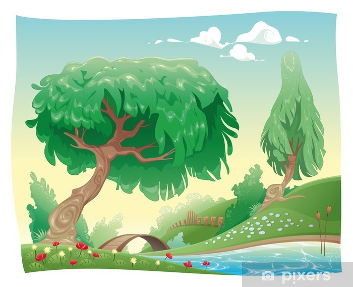 700x568 Countryside Vector And Cartoon Landscape Objects Isolated Wall