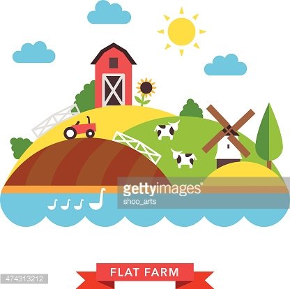 416x414 Farm Countryside Vector Background Premium Clipart