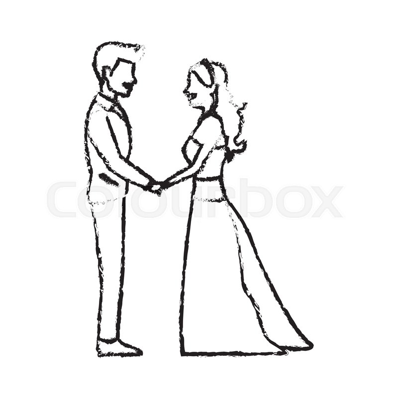 800x800 Cute Wedding Couple Holding Hand Stock Vector Colourbox