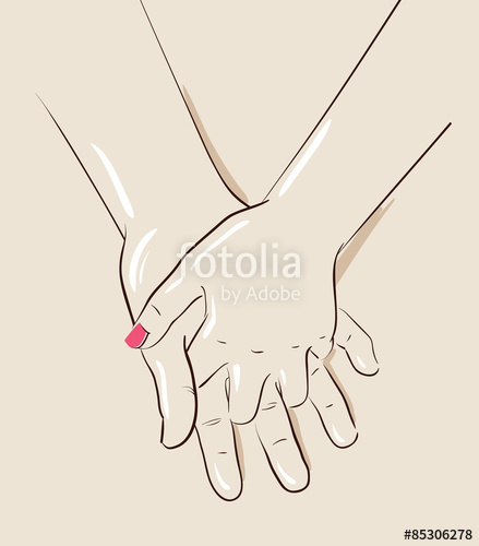 439x500 Man And Woman Couple Holding Hands Vector Illustration Stock