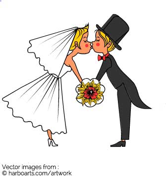 335x355 Download Cartoon Wedding Couple Kissing
