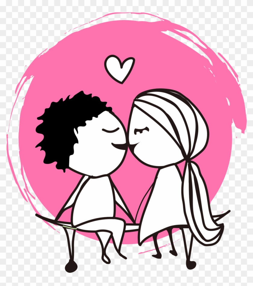 840x951 Cartoon Couple Kissing Vector