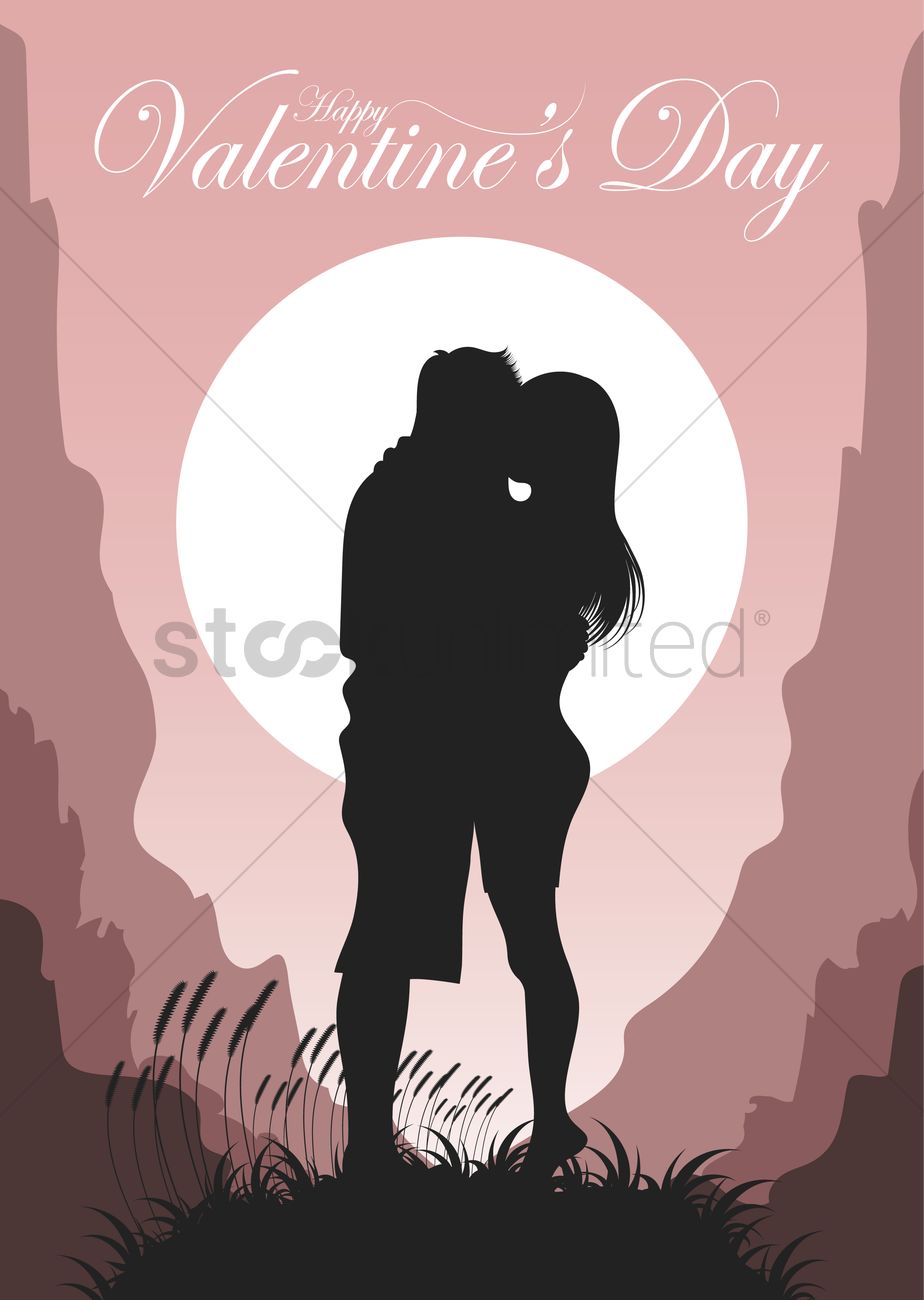 924x1300 Silhouette Of Couple Kissing Vector Image
