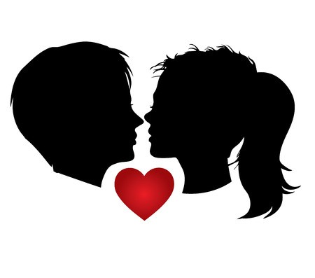 450x397 Vector Portrait, Romantic Couple Kisses Royalty Free Vector Graphics
